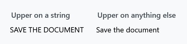 Upper on a string and on an element
