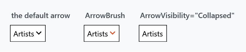 The default arrow, a recoloured one, and none at all