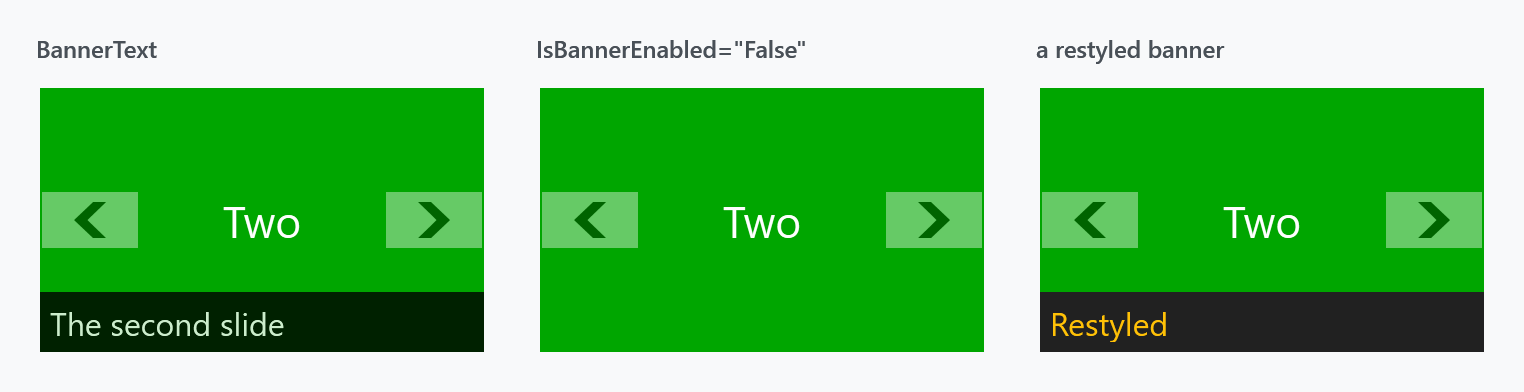 BannerText, no banner, and a restyled one