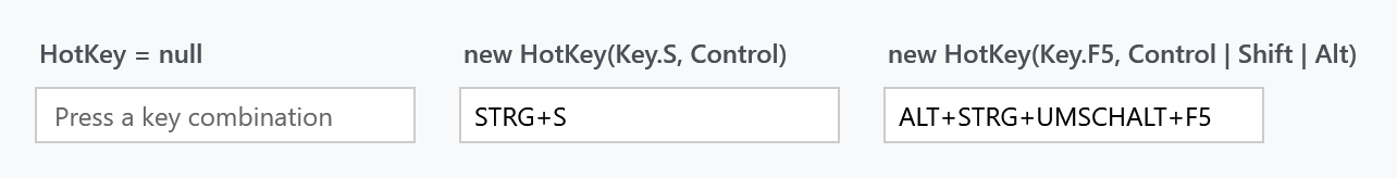 Empty, with Ctrl+S, and with a three-modifier combination
