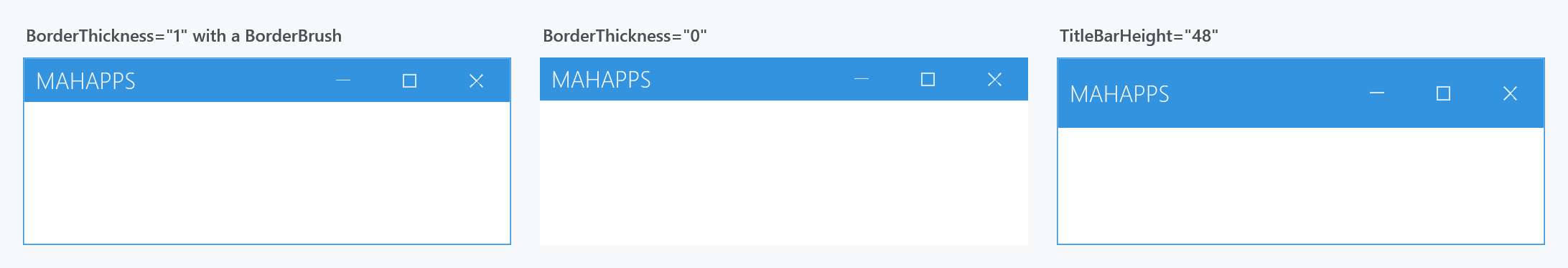 A one-pixel border, no border, and a taller title bar