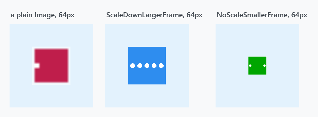 A plain Image, and both modes, all at 64px