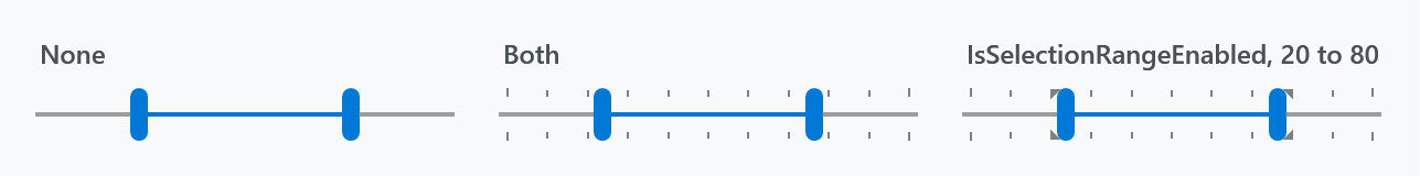 No ticks, ticks on both sides, and a selection range