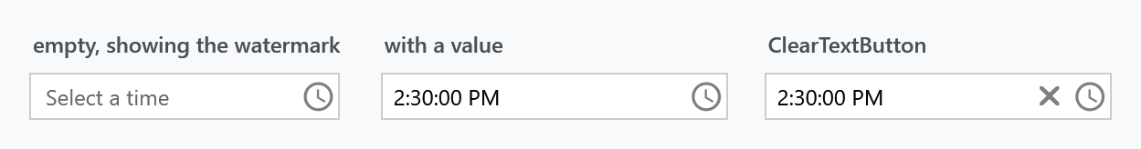 Empty, with a value, and with a clear button