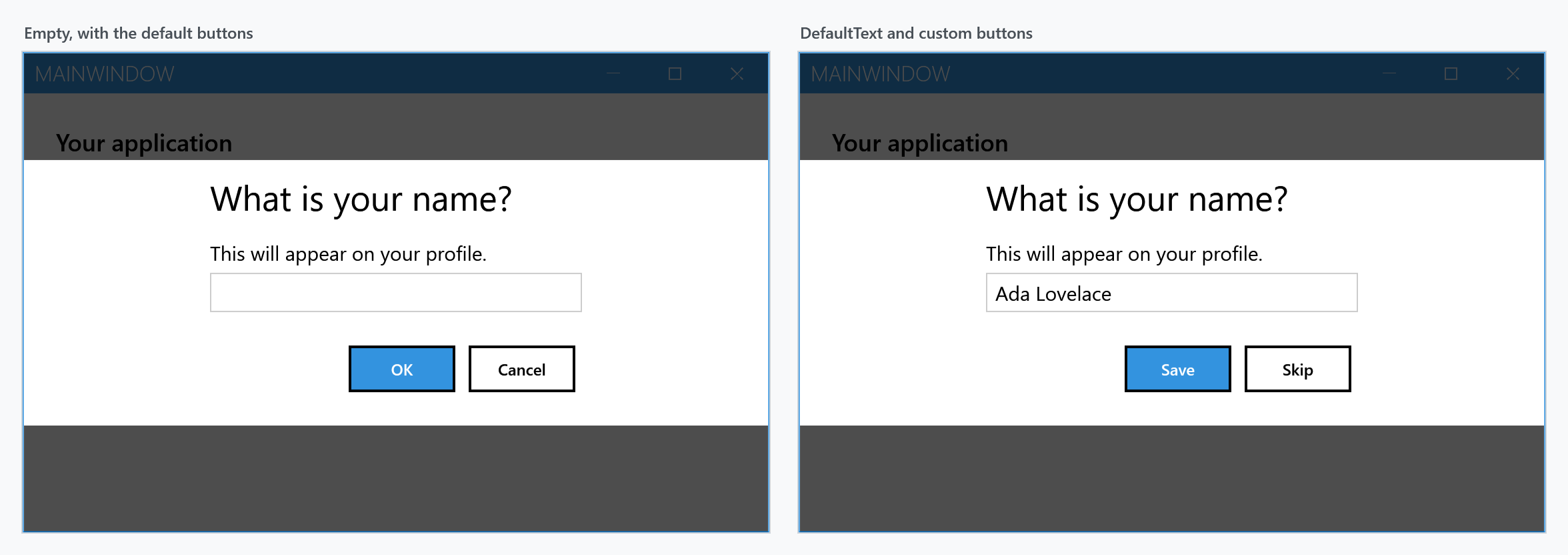 An input dialog