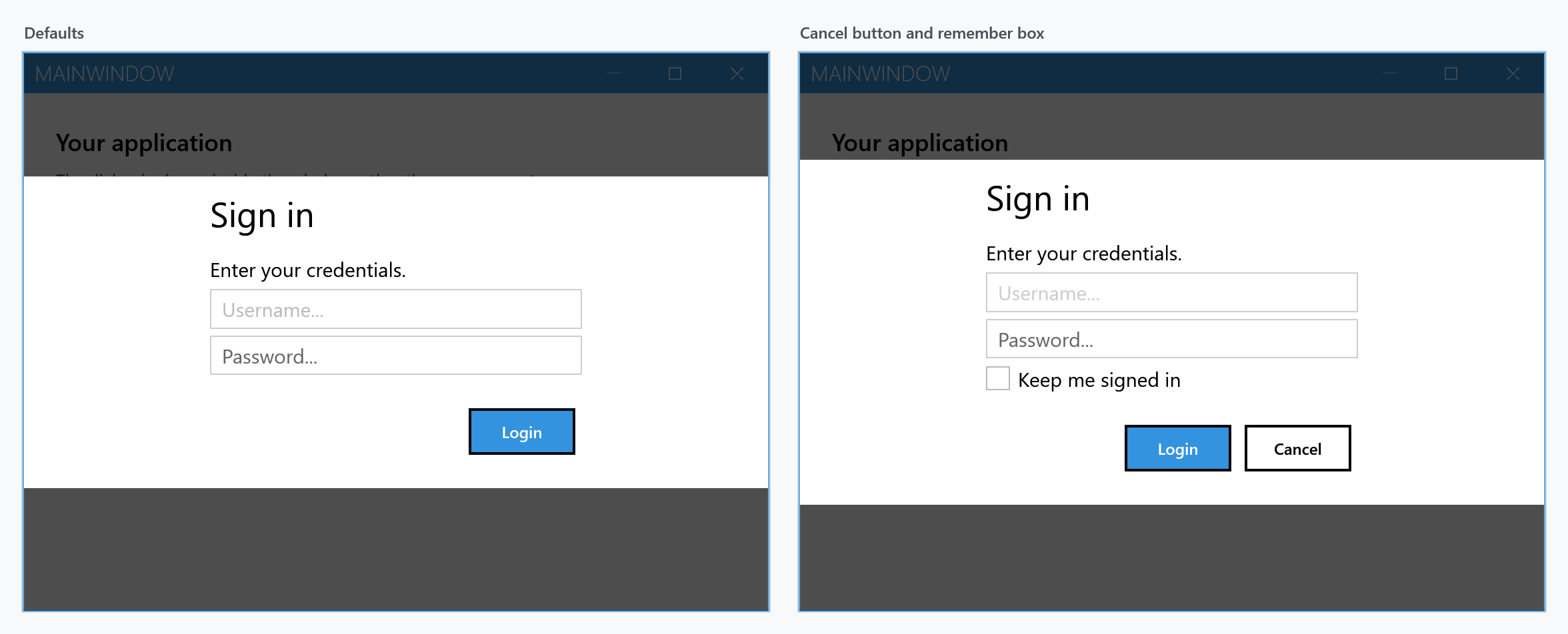 A login dialog
