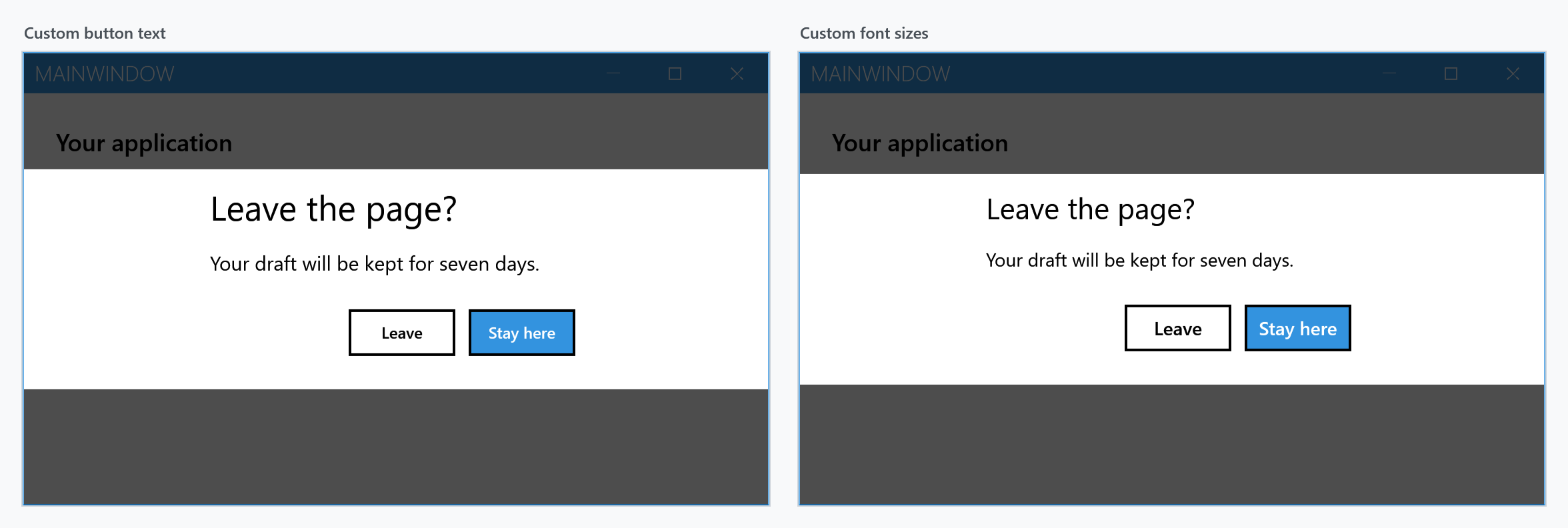 Custom labels and font sizes