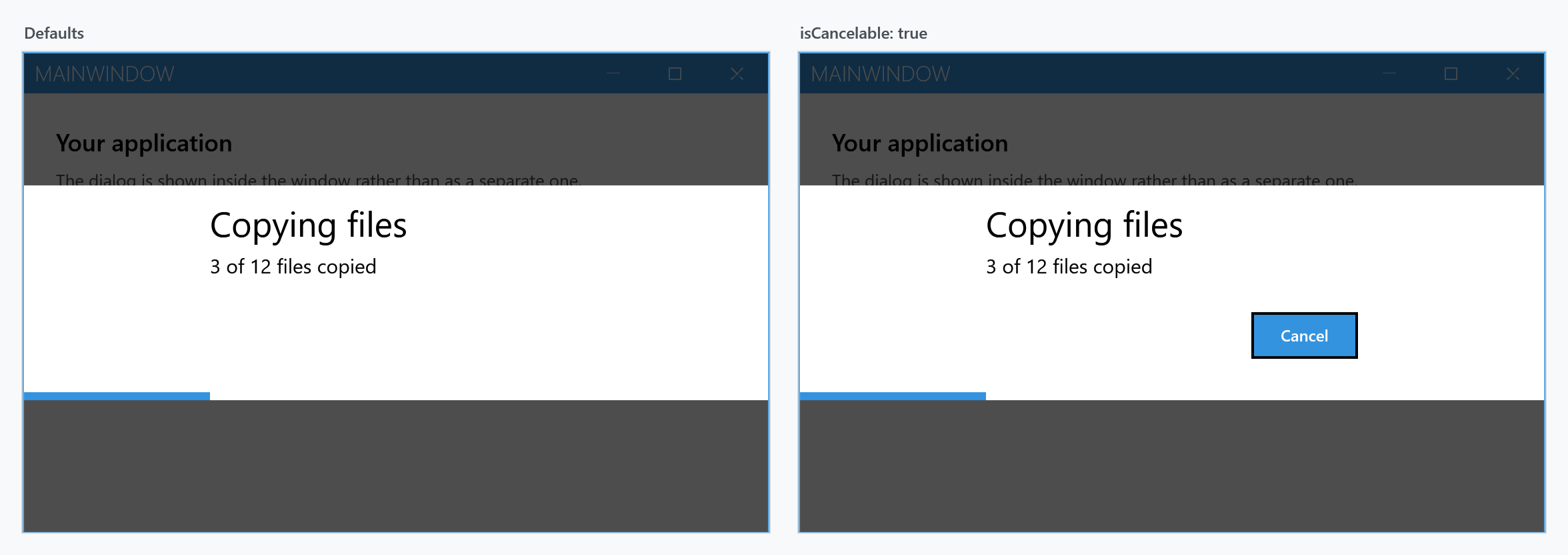 A progress dialog