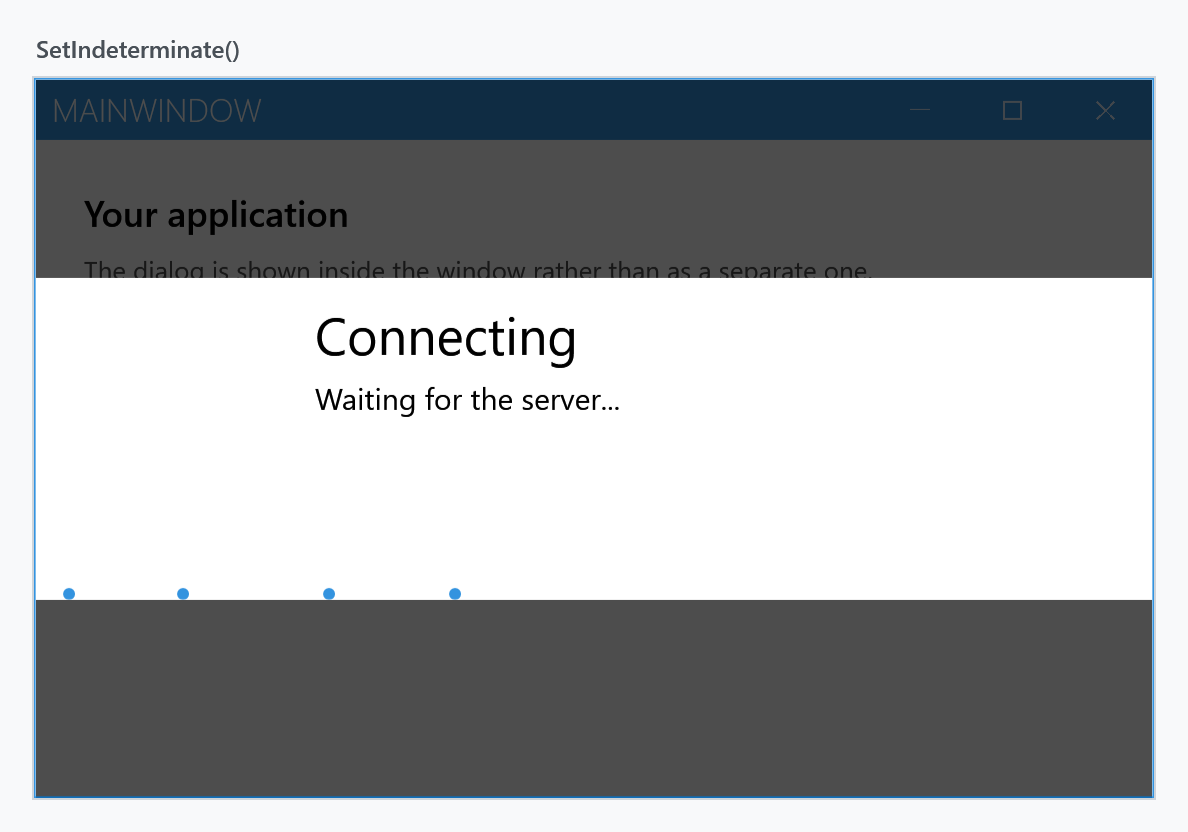 An indeterminate progress dialog