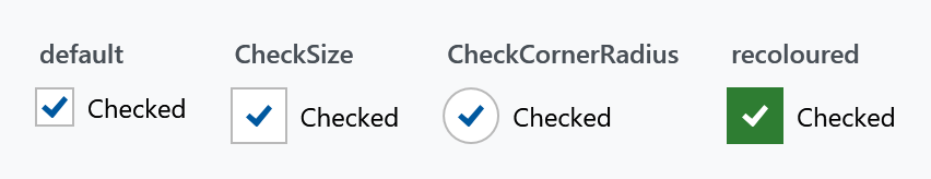 CheckBoxHelper size, corner radius and brushes