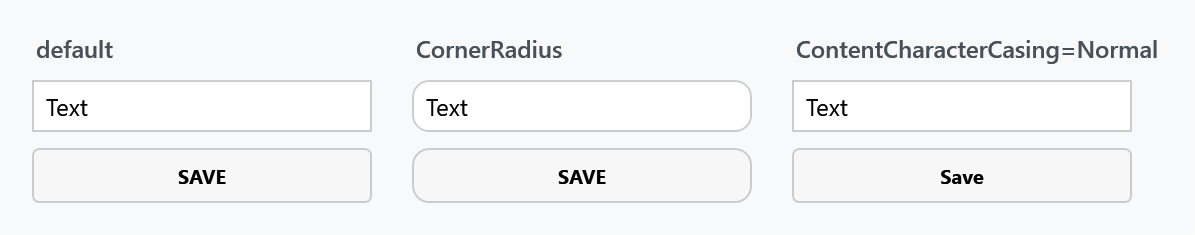CornerRadius and ContentCharacterCasing