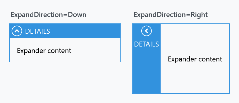 An expander opening down and one opening right