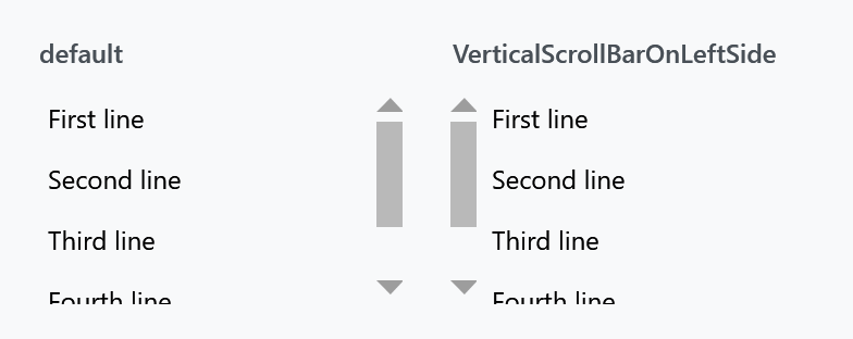 The vertical scrollbar on the right and on the left