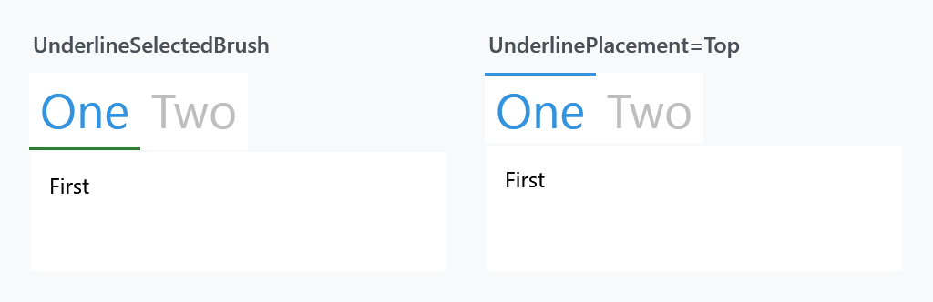 A green underline, and the underline moved to the top