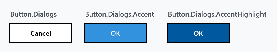 The three dialog button styles