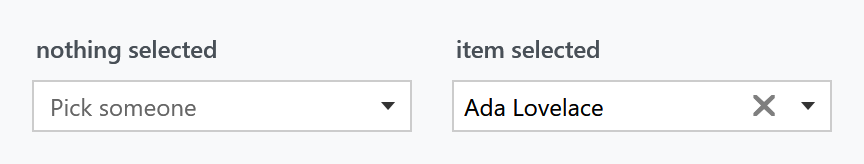 The clear button appearing only once an item is selected