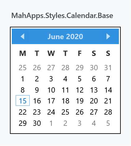 The calendar in the drop-down