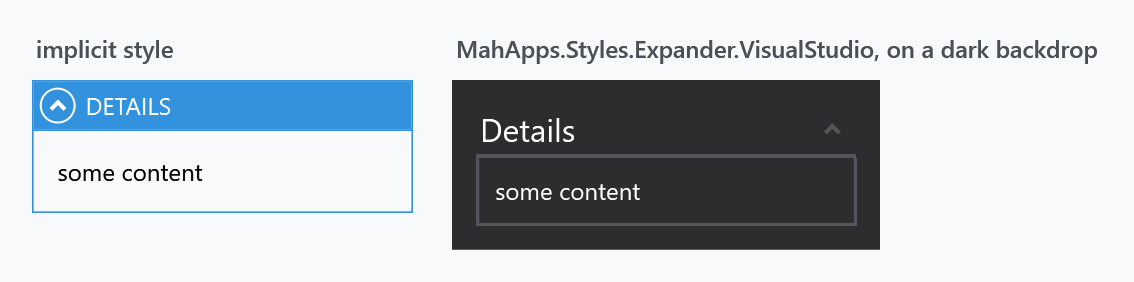 The default Expander and the Visual Studio variant