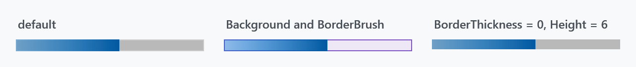 The default bar, a recoloured track and a borderless one