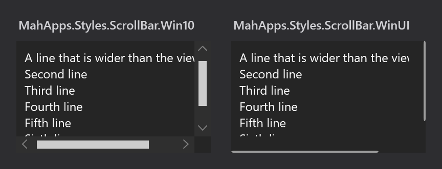 The two alternatives under the dark base theme