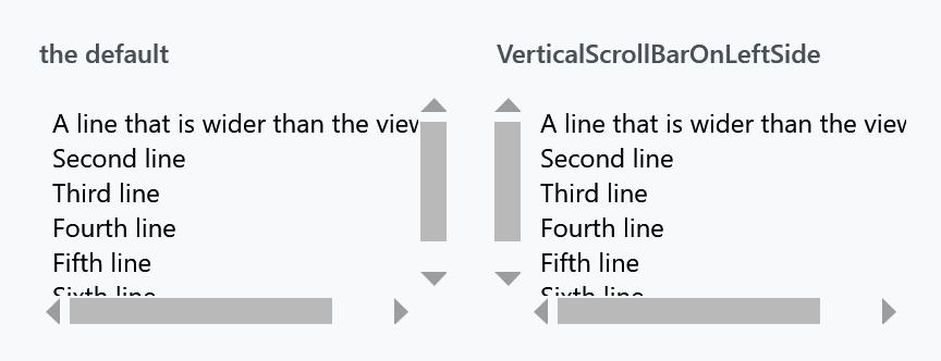 The scrollbar on the right and on the left