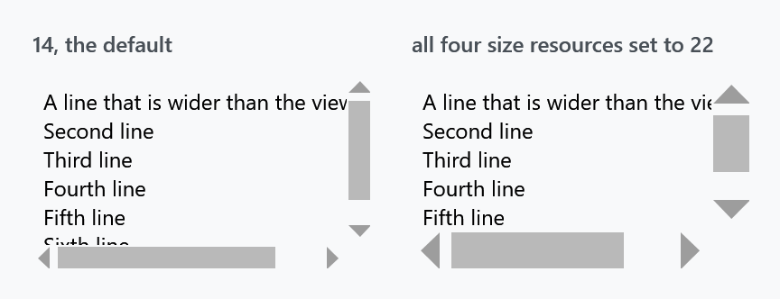 A default scroll viewer and one with 22-unit bars