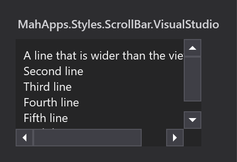 The Visual Studio scrollbar on a dark ground
