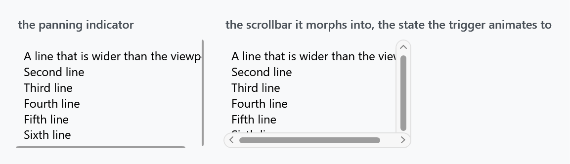 The WinUI bar as an indicator and as a full scrollbar