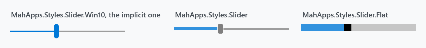 The Win10, default and flat slider styles