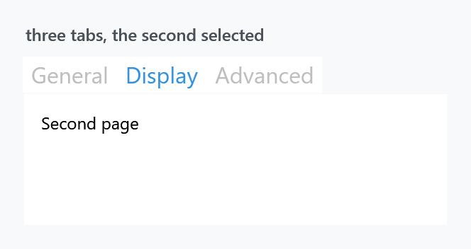 Three tabs, the second selected