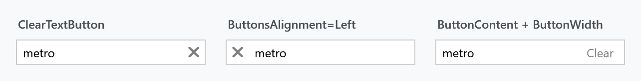 Clear button, on the left, and with its own content