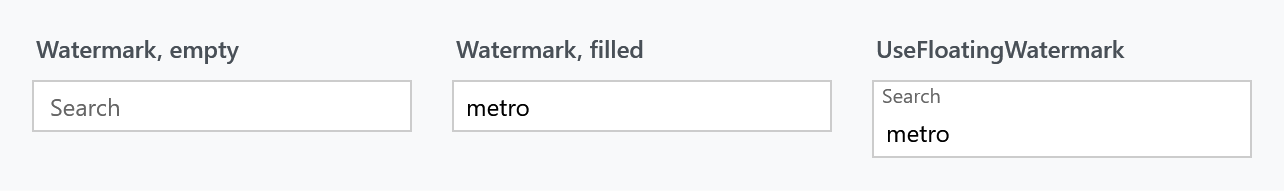 Watermark, filled, and the floating variant