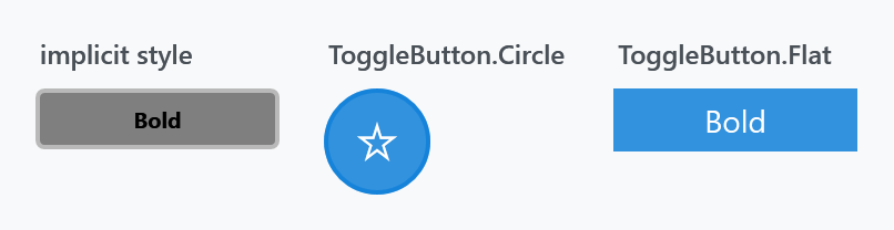 The three ToggleButton styles