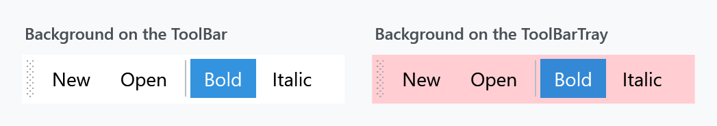 Background set on the ToolBar and on the ToolBarTray