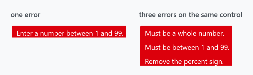 The popup with one error and with three