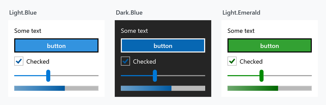 Light.Blue, Dark.Blue and Light.Emerald